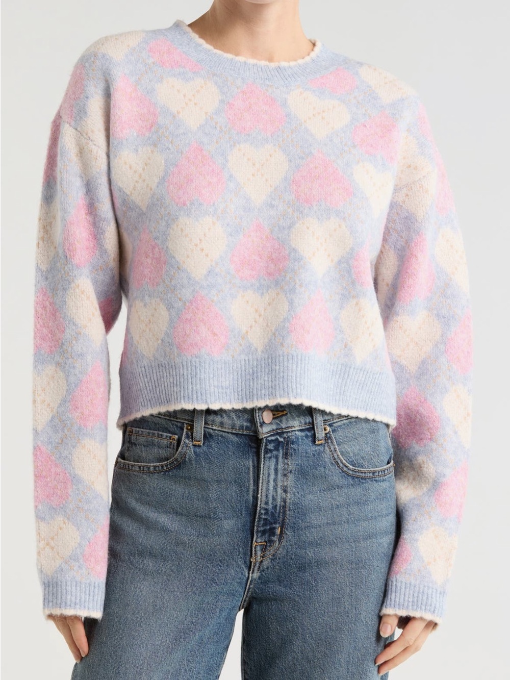 LUSH Heart Argyle Pullover Sweater